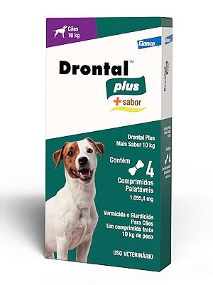 Vermífugo Drontal Plus Sabor Carne para Cães até 10Kg - 4 Comprimidos