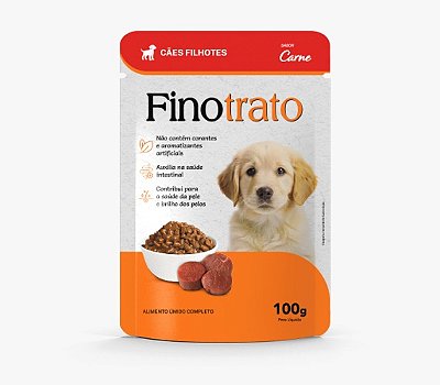 Ração Úmida Finotrato Super Premium Sachê Sabor Carne ao Molho para Cães Filhotes - 100g