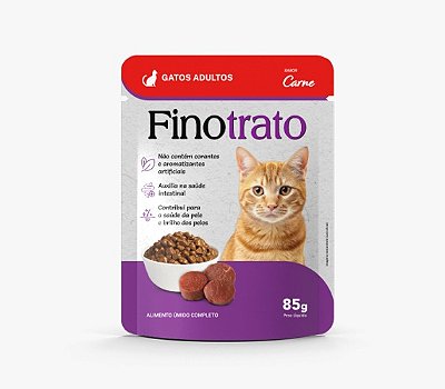 Ração Úmida Finotrato Super Premium Sachê Sabor Carne ao Molho para Gatos Adultos - 85g