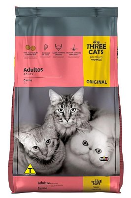 Ração Three Cats Premium Especial Sabor Carne para Gatos Adultos - 1kg ou 10,1Kg
