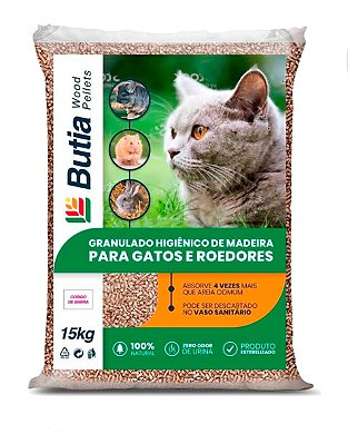 Granulado Higiênico de Madeira Premium Butia Wood Pellets - 15kg