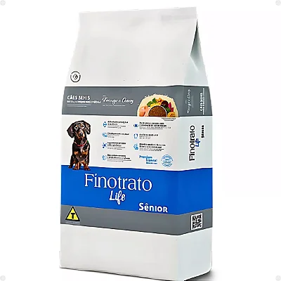 Ração Finotrato Prime Sênior Premium Especial Sabor Frango e Arroz para Cães Adultos de Raças Pequenas e Médias - 3kg, 10,1Kg ou 15kg