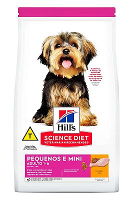 Ração Hill's Science Diet Sabor Frango para Cães Adultos Raças Minis e Pequenas - 800g, 2,4kg ou 6kg