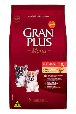 Ração GranPlus Menu High Premium Sabor Frango e Arroz para Cães Filhotes Minis - 3Kg ou 10,1kg