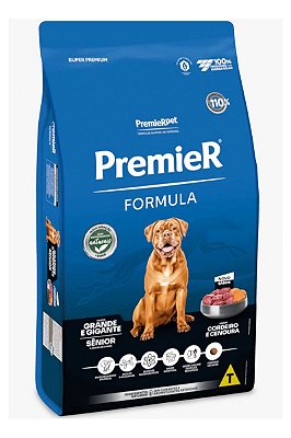 Ração Premier Super Premium Formula Sabor Cordeiro para Cães Sênior 5 anos + de Raças Grandes - 15kg