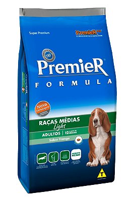 Ração Premier Light Formula Sabor Frango para Cães Adultos de Raças Médias - 15kg