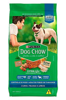 Ração Nestlé Purina Dog Chow Controle de Peso Sabor Carne, Frango e Arroz para Cães Adultos Todos os Tamanhos - 15kg
