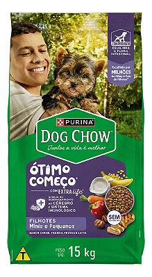 Ração Nestlé Purina Dog Chow Sabor Carne, Frango e Arroz para Cães Filhotes Minis e Pequenos - 1kg, 3kg ou 15kg