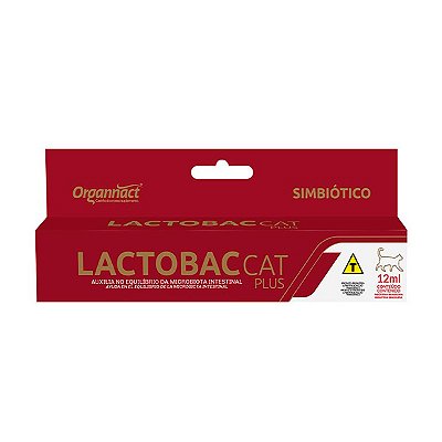 Suplemento Probiótico e Prebiótico Lactobac Cat Organnact para Gatos - 12ml