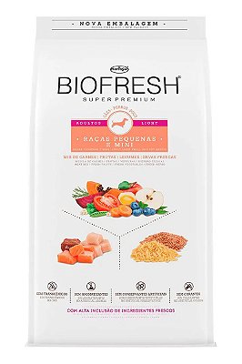 Ração Biofresh Super Premium Light Sabor Mix de Carne, Frutas, Legumes e Ervas Frescas para Cães Adultos de Raças Pequenas e Minis - 10,1Kg