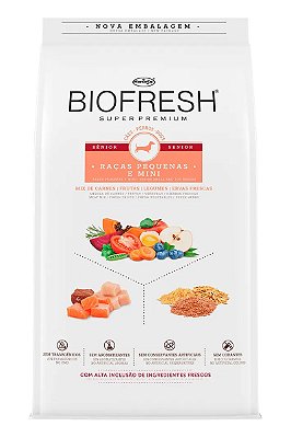 Ração Biofresh Super Premium Sabor Mix de Carne, Frutas, Legumes e Ervas Frescas para Cães Sênior de Raças Pequenas e Minis - 10,1Kg