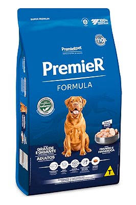Ração Premier Super Premium Formula Sabor Frango e Mandioca para Cães Adultos de Portes Grandes e Gigantes - 15kg ou 20kg