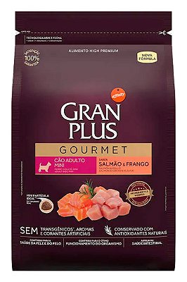 Ração GranPlus Gourmet High Premium Sabor Salmão e Frango para Cães Adultos Minis - 10,1kg
