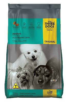 Ração Three Dogs Original Frango, Carne e Arroz para Cães Adultos Raças Pequenas e Mini - 1kg ou 10,1Kg