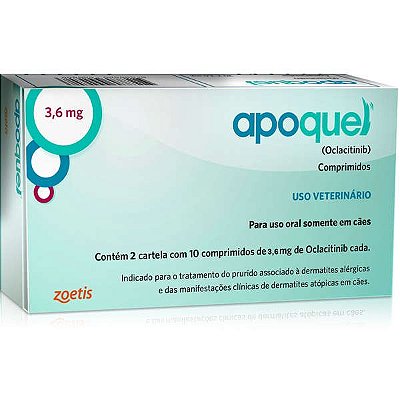 Apoquel Dermatológico Zoetis para Cães com 20 comprimidos - 3,6mg, 5,4mg ou 16mg