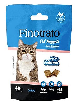 Petisco Finotrato Cat Nuggets Controle de Bolas de Pelo Sabor Salmão para Gatos Adultos - 40g