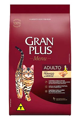 Ração GranPlus Menu High Premium Sabor Frango e Arroz para Gatos Adultos - 3kg ou 10,1kg