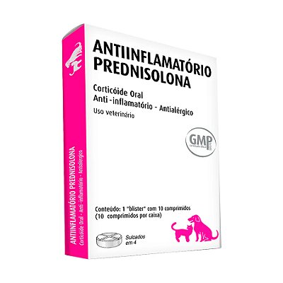 Anti-inflamatório Prednisolona 20mg para Cães e Gatos - Blister 10 Comprimidos