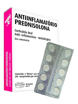 Anti-inflamatório Prednisolona 20mg para Cães e Gatos - Blister 10 Comprimidos