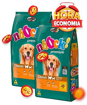 Ração Nhock Classic Premium Sabor Carne e Cereais para Cães Adultos de Todas as Raças - Combo com 40kg (2x 20Kg)