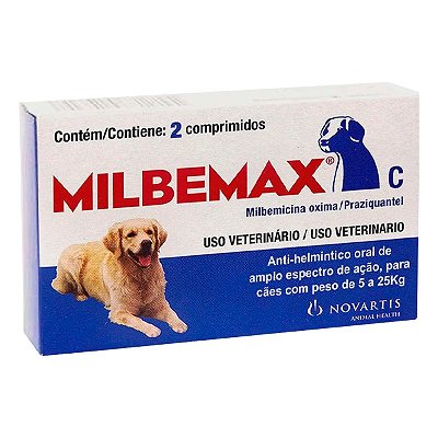 Vermífugo Milbemax C para Cães 5 a 25kg - 2 comprimidos