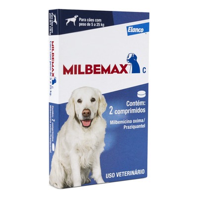 Vermífugo Milbemax C para Cães 5 a 25kg - 2 comprimidos