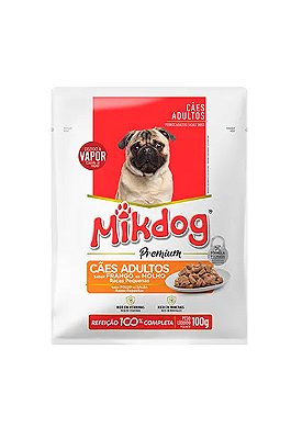 Ração Úmida Mikdog Premium Sachê Sabor Frango ao Molho para Cães Adultos Raças Pequenas - 100g