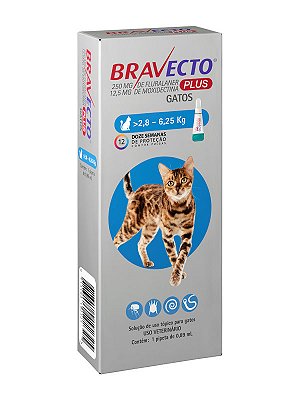 Antipulgas Bravecto Transdermal Plus MSD para Gatos de 2,8 a 6,25 Kg - 1 Pipeta de 0,89ml