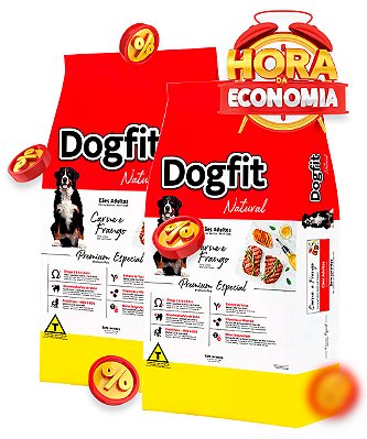 Ração Dogfit Natural Premium Especial Sabor Carne e Frango para Cães Adultos - Combo com 40kg (2x 20kg)