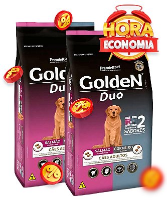 Ração Premier Golden Duii para Cães Adultos Sabor Salmão com Ervas e Cordeiro e Arroz - Combo com 20,2kg (2x 10,1kg)