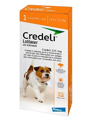 Antipulgas e Carrapatos Credeli Elanco 225mg para Cães de 5,5kg a 11kg C/1 Comprimido Avulso