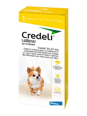 Antipulgas e Carrapatos Credeli Elanco 56,25mg para Cães de 1,3kg a 2,5kg - 1 Comprimido Avulso