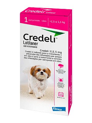 Antipulgas e Carrapatos Credeli Elanco 112,5mg para Cães de 2,5kg a 5,5kg - 1 Comprimido Avulso