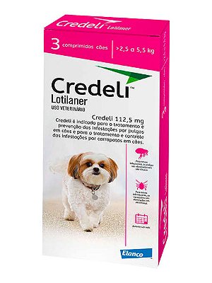 Antipulgas e Carrapatos Credeli Elanco 112,5mg para Cães de 2,5kg a 5,5kg - 3 Comprimidos