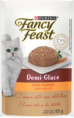 Racão Úmida Nestlé Purina Fancy Feast Sachê Demi Glace com Frango para Gatos Adultos 85g