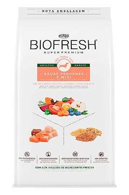 Ração Biofresh Super Premium Sabor Mix de Carne, Frutas, Legumes e Ervas Frescas para Cães Adultos de Raças Pequenas e Minis - 1kg ou 10,1Kg