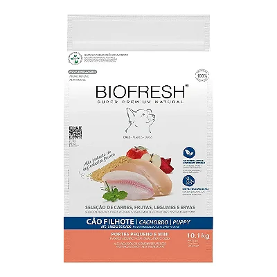 Ração Biofresh Super Premium Sabor Mix de Carne, Frutas, Legumes e Ervas Frescas para Cães Filhotes de Raças Pequenas e Minis - 1kg ou 10,1kg