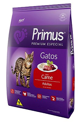 Ração Primus Natural Premium Sabor Carne para Gatos Adultos - 3kg ou 10,1Kg