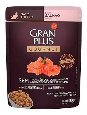 Ração Úmida GranPlus Gourmet High Premium Sachê Sabor Salmão para Gatos Adultos - 85g