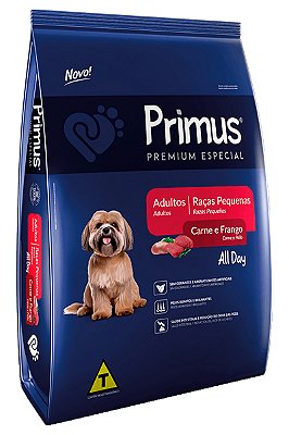 Ração Primus Premium Especial All Day Sabor Carne e Frango para Cães Adultos de Raças Pequenas - 10,1kg