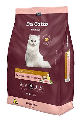 Ração Del Gatto Premium Sabor Nuggets de Peixe para Gatos Adultos e Filhotes - 15kg