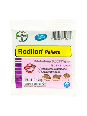 Isca Raticida Rodilon Pellets Bayer - 25g