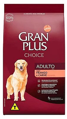 Ração GranPlus Choice High Premium Sabor Frango e Carne para Cães Adultos - 1kg à granel