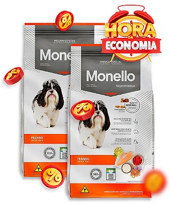 Ração Monello Premium Especial Sabor Frango para Cães Adultos de Raças Pequenas - Combo com 14kg ou 30kg