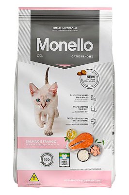 Ração Monello Premium Especial Sabor Salmão e Frango para Gatos Filhotes - 1kg ou 10,1kg