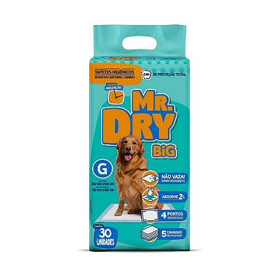 Tapete Higiênico Mr. Dry Big de 80x60cm - 30 unidades