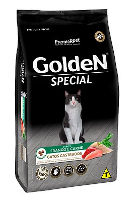 Ração Golden Special Sabor Frango e Carne para Gatos Castrados - 10,1kg