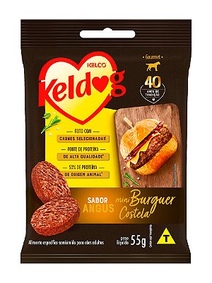 Bifinho Keldog Kelco Gourmet Mini Burguer Sabor Costela Angus para Cães Adultos - 55g