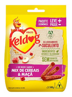 Bifinho Keldog Kelco Sabor Mix de Cereais e Maça para Cães Adultos - 500g