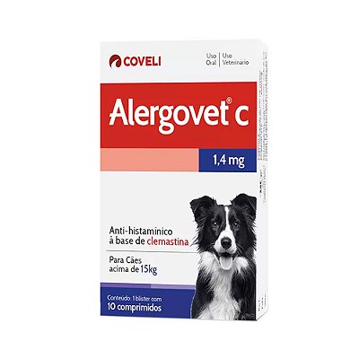 Anti-histamínico Alergovet C 1,4mg para Cães acima de 15kg com 10 comprimidos - Coveli